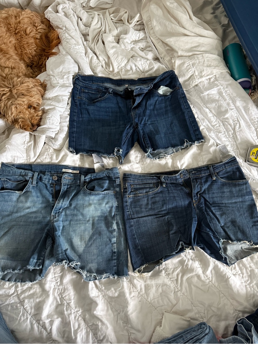 Levi’s Denim Cut Off Shorts Bundle 3 Pairs Mixed Wash Raw Hem Women’s Size 32 33